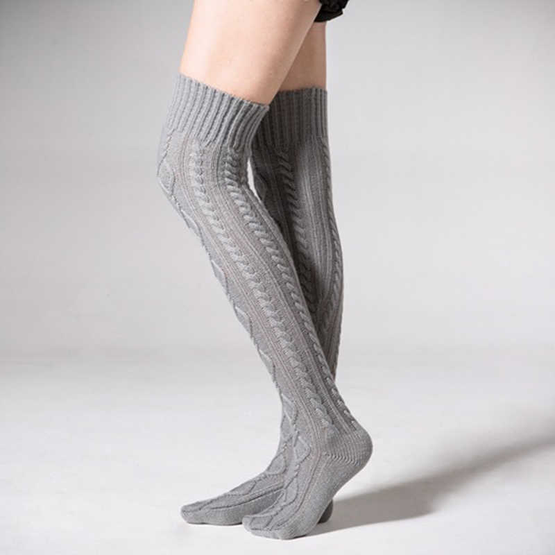 Women-Acrylic-Over-Knee-Stocking-Solid-Color-Double-Diamond-Thigh-Long-Stockings-Tube-Socks-1376902