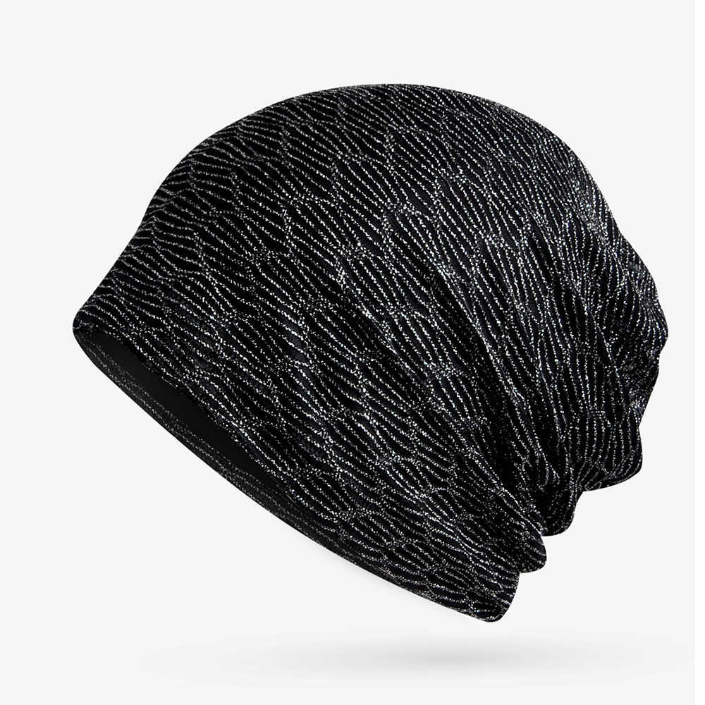 Women-Black-Breathable-Double-Use-Turban-Collar-Summer-Outdoor-Beanie-Hats-1286698