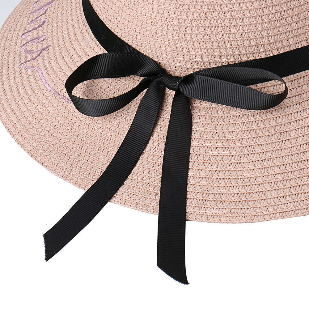 Women-Bow-Foldable-Sunscreen-Bucket-Straw-Hat-Outdoor-Casual-Travel-Beach-Sea-Floppy-Hat-1455384