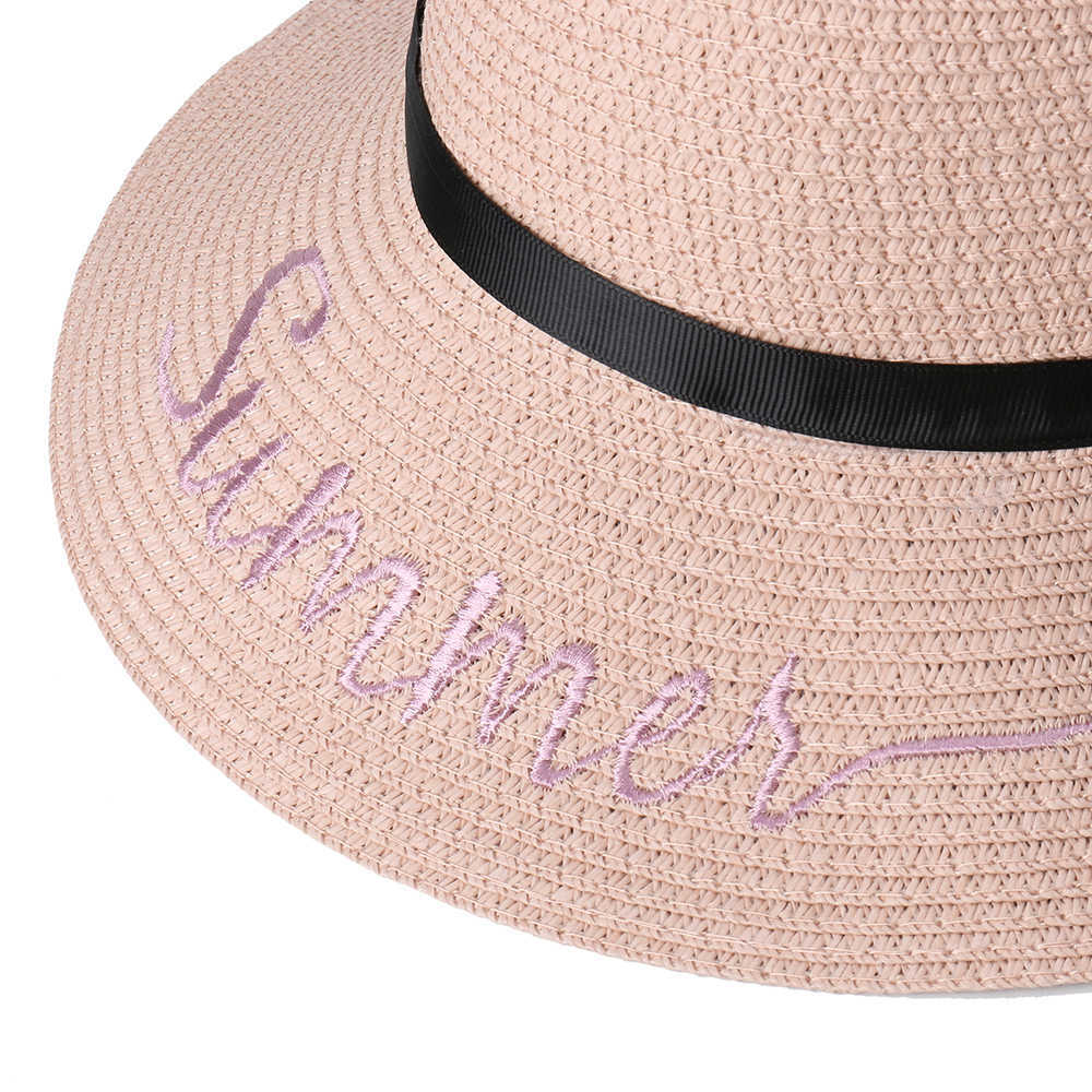 Women-Bow-Foldable-Sunscreen-Bucket-Straw-Hat-Outdoor-Casual-Travel-Beach-Sea-Floppy-Hat-1455384