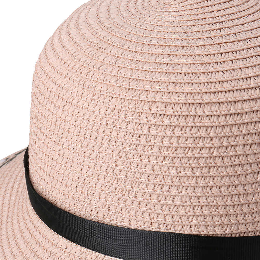 Women-Bow-Foldable-Sunscreen-Bucket-Straw-Hat-Outdoor-Casual-Travel-Beach-Sea-Floppy-Hat-1455384