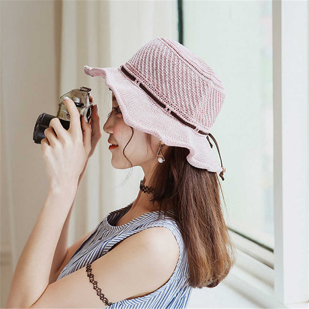 Women-Breathable-Knitted-Sunscreen-Fisherman-Hat-Casual-Travel-Shoppping-Visor-Bucket-Hat-1187613