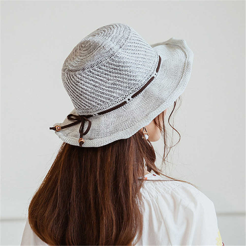 Women-Breathable-Knitted-Sunscreen-Fisherman-Hat-Casual-Travel-Shoppping-Visor-Bucket-Hat-1187613