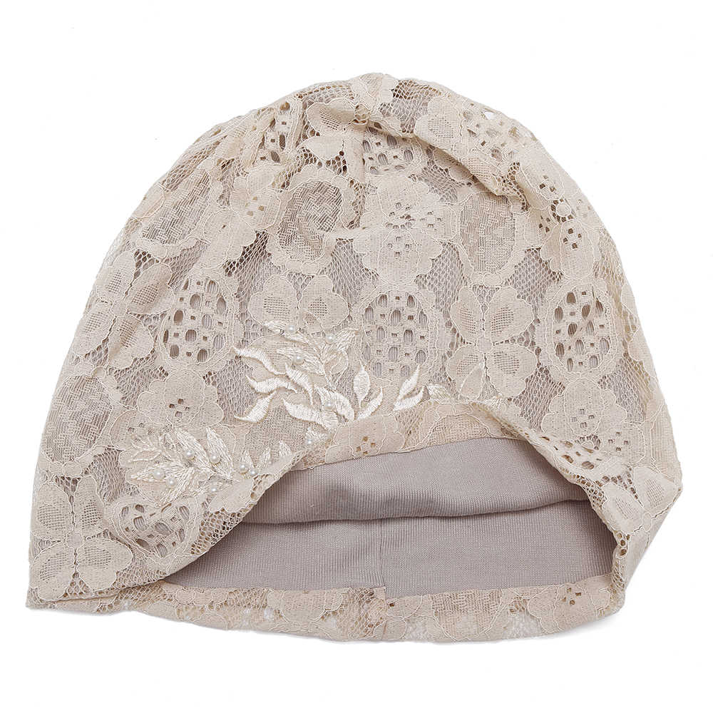 Women-Casual-Lace-Cotton-Double-Layers-Chemical-Turban-Outdoor-Hollow-Out-Beanie-Cap-1346590