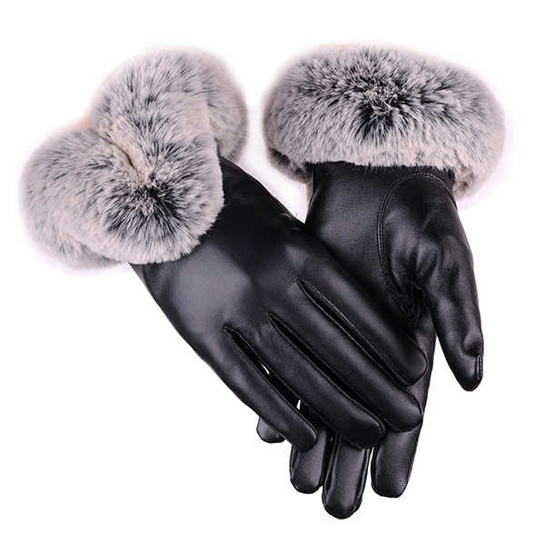 Women-Cold-Winter-Warm-Thick-Rabbit-Fur-PU-Leather-Texting-Screen-Waterproof-Windproof-Ski-Gloves-1231586