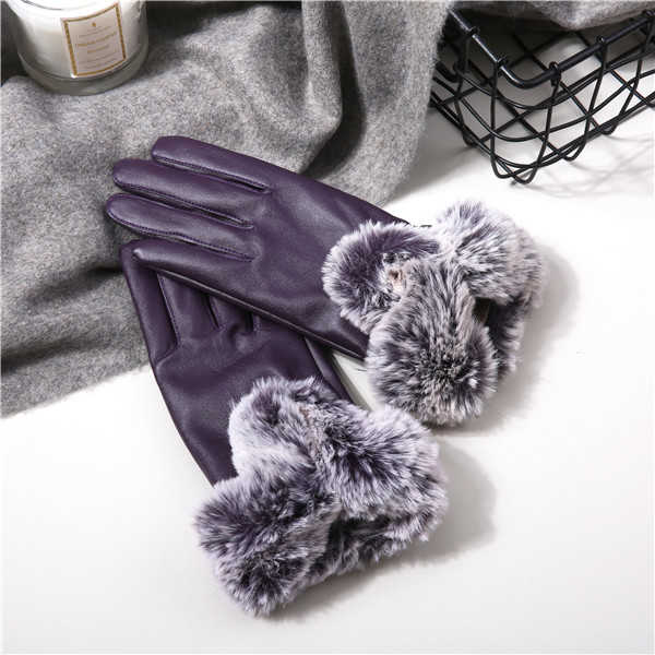 Women-Cold-Winter-Warm-Thick-Rabbit-Fur-PU-Leather-Texting-Screen-Waterproof-Windproof-Ski-Gloves-1231586