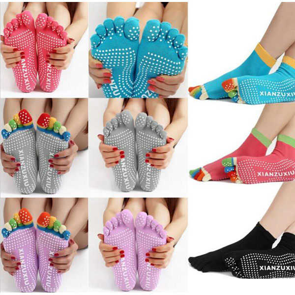 Women-Colorful-Five-Finger-Toe-Yoga-Anti-Skid-Socks-Gym-Exercise-Fitness-Sports-Pilates-Comfortable-1116866