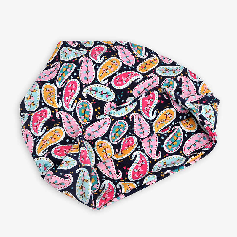 Women-Cotton-Cashew-Floral-Multi-purpose-Double-Layers-Beanie-Hat-Scarf-Fashion-Soft-Skullcap-1338746