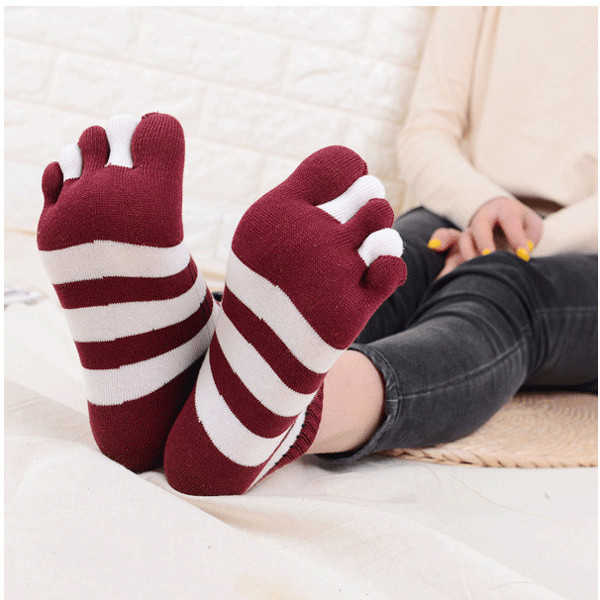 Women-Cotton-Color-Five-Toe-Socks-Wide-Stripes-Comfortable-Toe-Socks-1274319