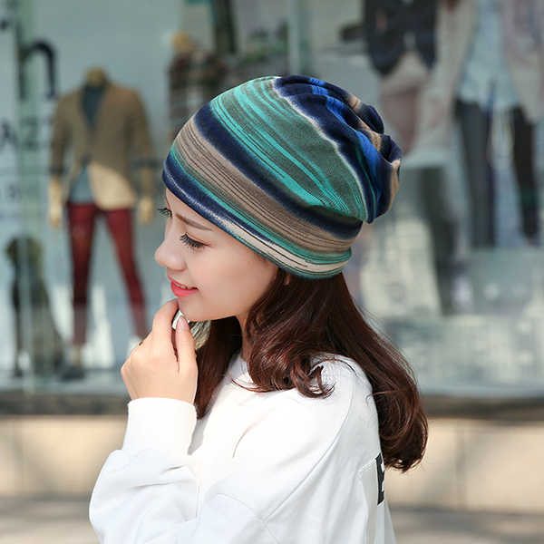 Women-Cotton-Colorful-Multifunctional-Beanie-Hat-Scarf-Casual-Windproof-Double-Layers-Cap-Collar-1193727