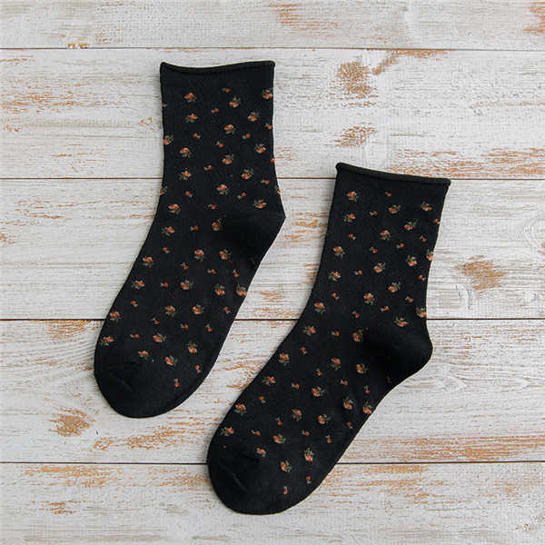 Women-Cotton-Curl-Floral--Middle-Tube-Socks-Soft-Fashion-Causal-Warm-Short-Socks-1273071