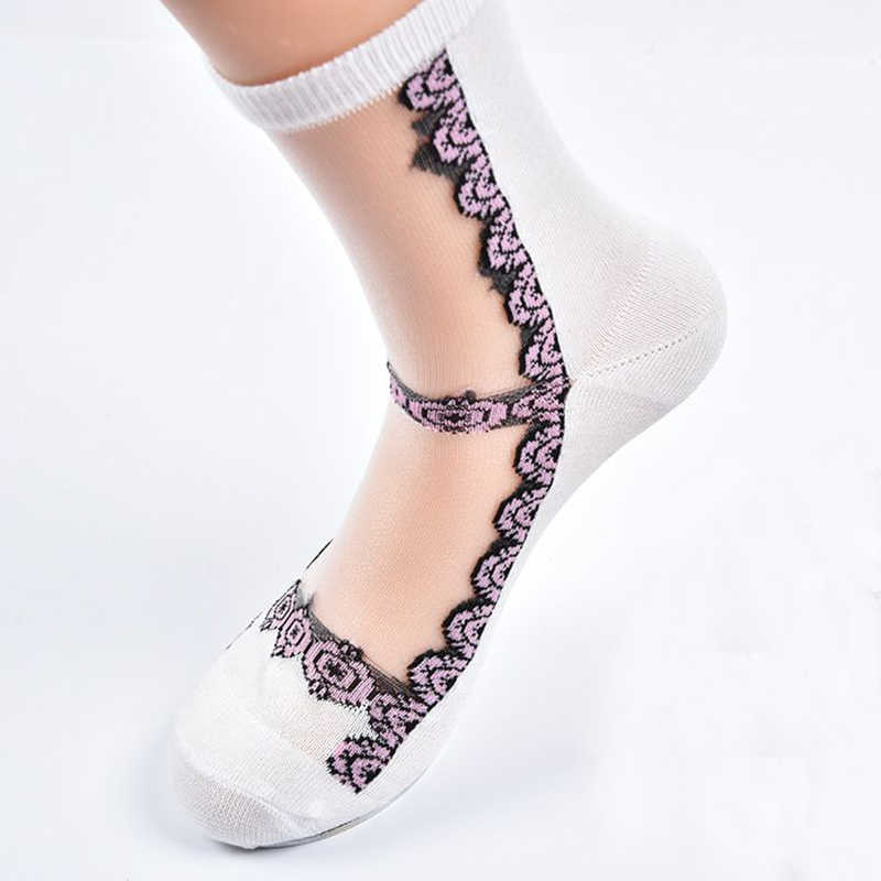 Women-Cotton-Lace-Transparent-Breathable-Skid-Resistance-Long-Tube-Sock-1307744