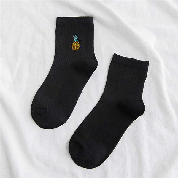 Women-Cotton-Pineapple-Embroidery-Middle-Tube-Socks-Soft-Breathable--Short-Sports-Socks-1273072