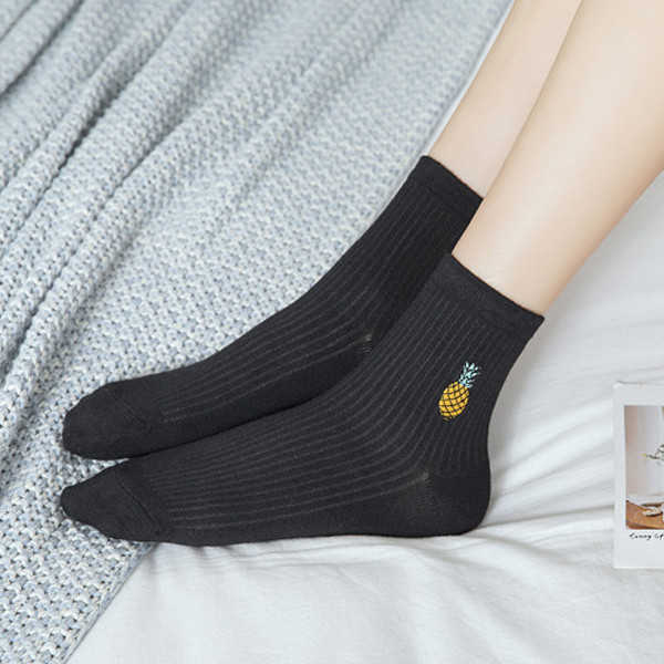 Women-Cotton-Pineapple-Embroidery-Middle-Tube-Socks-Soft-Breathable--Short-Sports-Socks-1273072