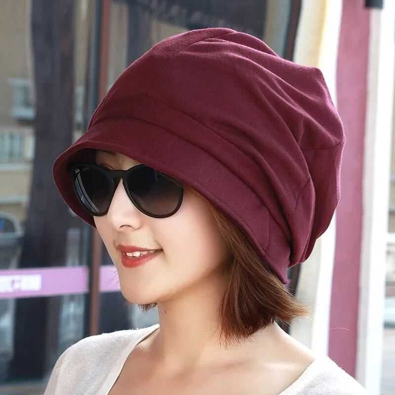 Women-Cotton-Plain-Octagon-Earmuffs-Beanie-Hat-Vintage-Good-Elastic-Bonnet-Caps-1327415