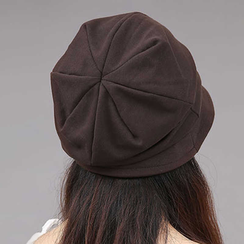 Women-Cotton-Plain-Octagon-Earmuffs-Beanie-Hat-Vintage-Good-Elastic-Bonnet-Caps-1327415