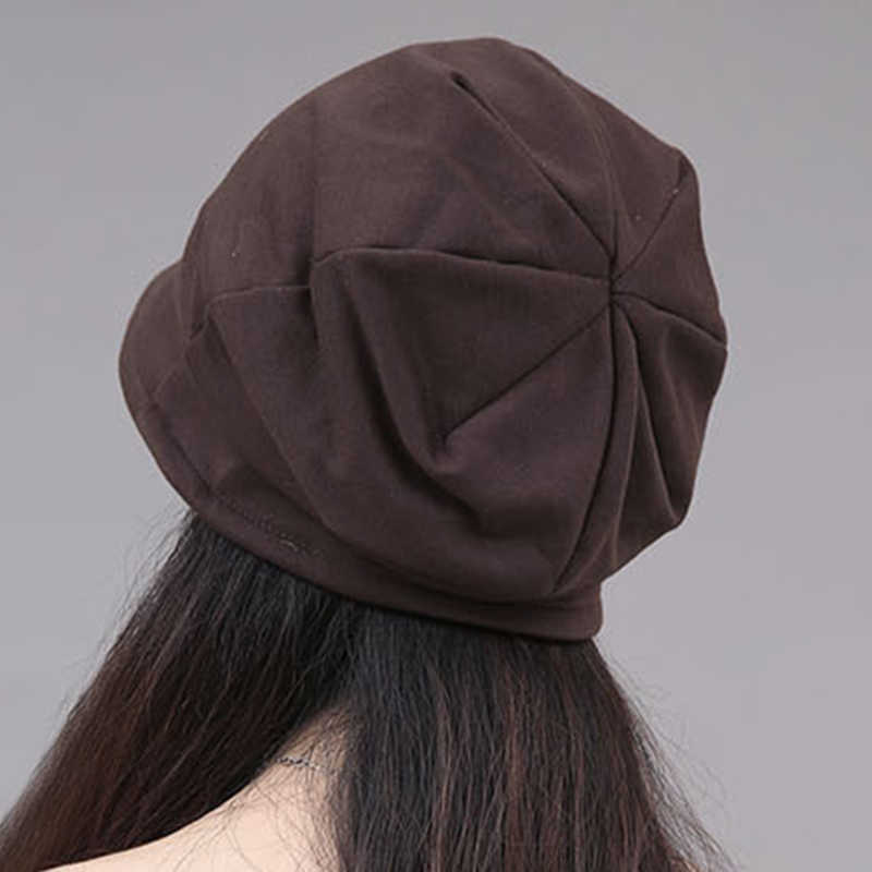 Women-Cotton-Plain-Octagon-Earmuffs-Beanie-Hat-Vintage-Good-Elastic-Bonnet-Caps-1327415