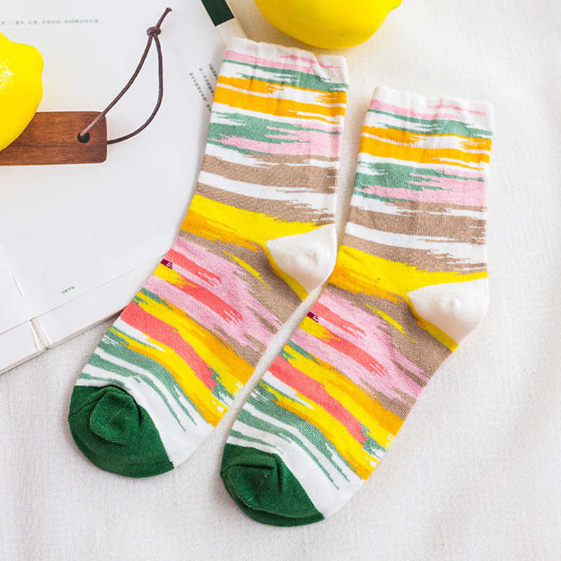 Women-Cotton-Striped-Athletic-Socks-Outdoor-Good-Elastic-Tube-Sock-1338583