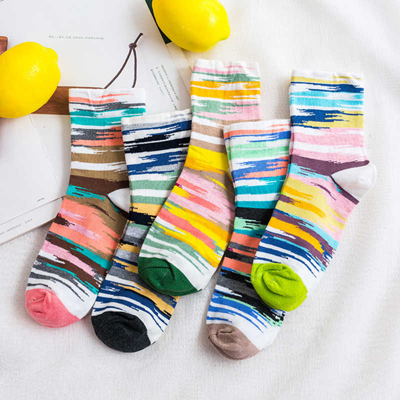 Women-Cotton-Striped-Athletic-Socks-Outdoor-Good-Elastic-Tube-Sock-1338583