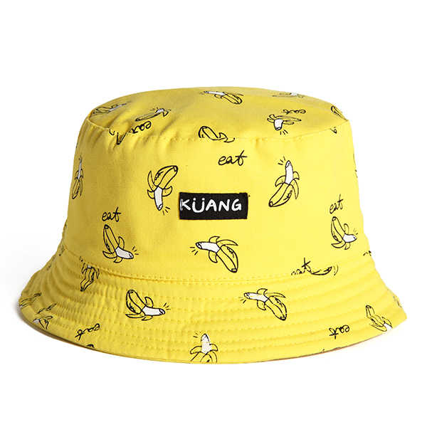 Women-Cute-Printing-Cotton-Bucket-Hat-Casual-Double-Wear-Sunscreen-Fruit-Bucket-Cap-1178917