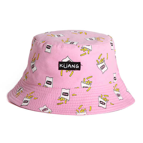 Women-Cute-Printing-Cotton-Bucket-Hat-Casual-Double-Wear-Sunscreen-Fruit-Bucket-Cap-1178917