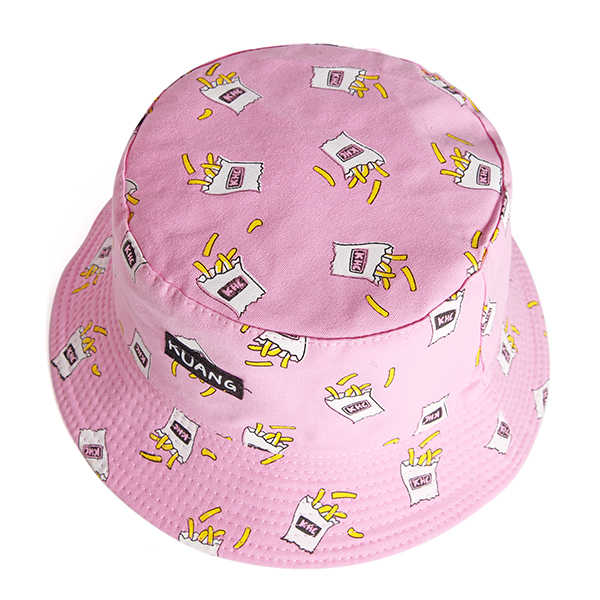 Women-Cute-Printing-Cotton-Bucket-Hat-Casual-Double-Wear-Sunscreen-Fruit-Bucket-Cap-1178917