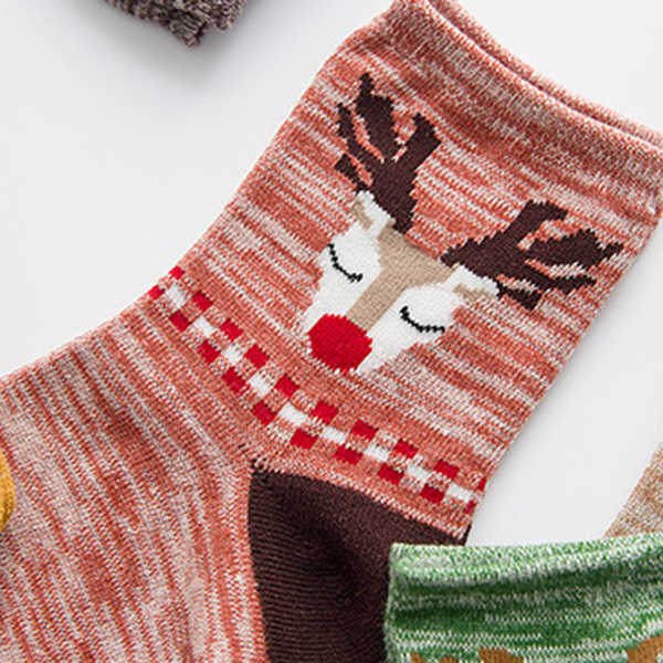 Women-Deer-Painting-Cotton-Socks-Retro-Christmas-Warm-Ankle-Socks-1224865