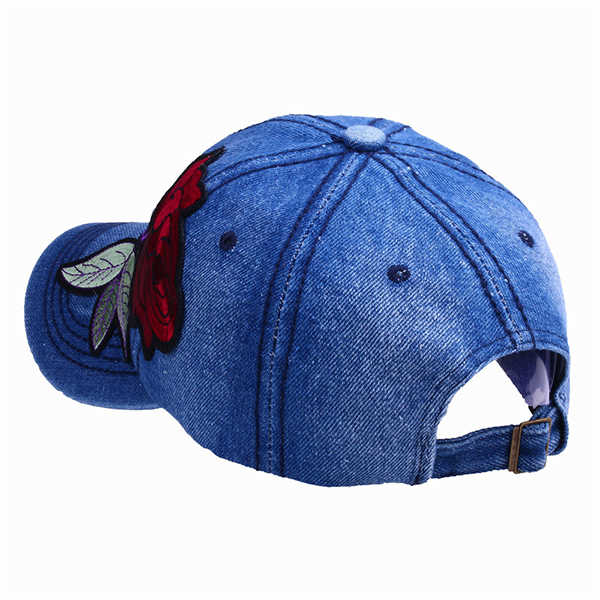 Women-Denim-Applique-Rose-Hat-Sunshade-Outdoor-Baseball-Cap-1205788