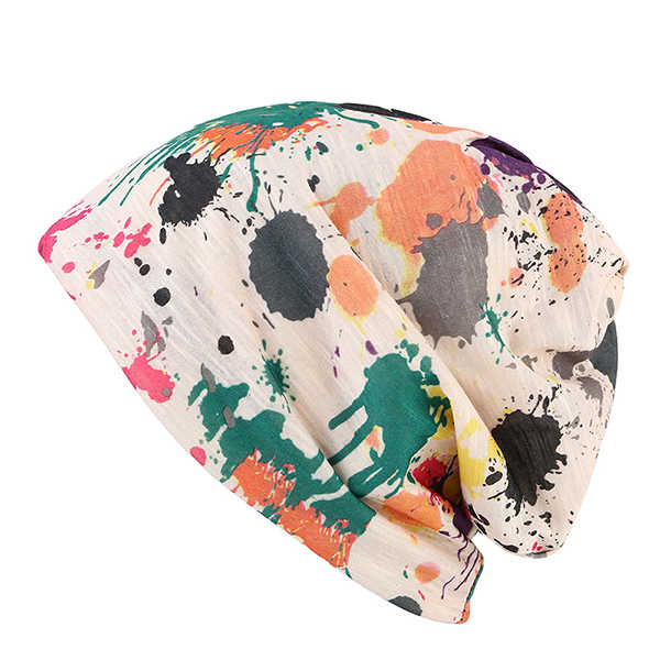 Women-Double-Hat-Scarf-Color-Printing-Stripe-Fashion-Bonnet-Cap-Multi-function-Neck-Scarves-1196870