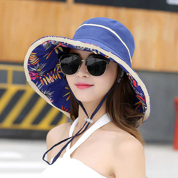 Women-Double-Side-Wide-Birm-Summer-Sun-Hat-Gardening-Beach-Outdoor-Sunscreen-Visor-Cap-1152963