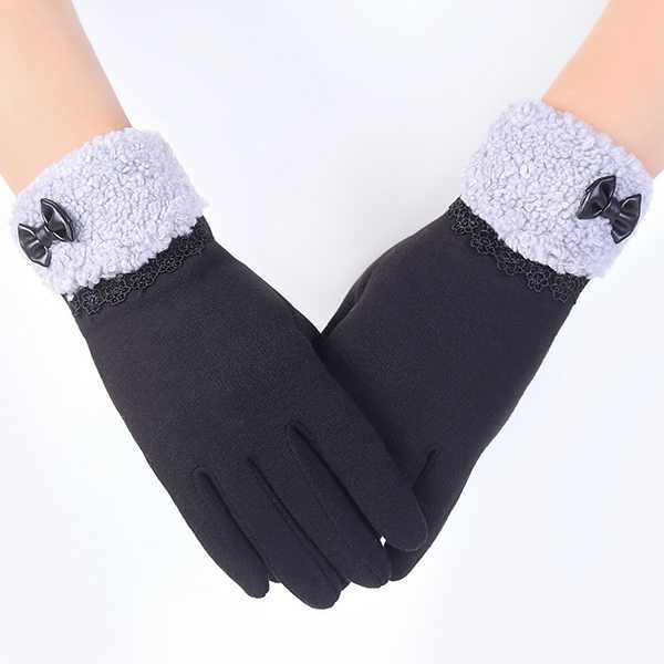 Women-Elegant-Winter-Plush-Warm-Gloves-Bow-Lace-Outdoor-Windproof-Christmas-Mittens-1229999