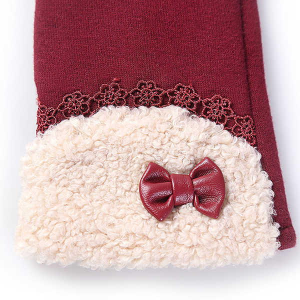 Women-Elegant-Winter-Plush-Warm-Gloves-Bow-Lace-Outdoor-Windproof-Christmas-Mittens-1229999