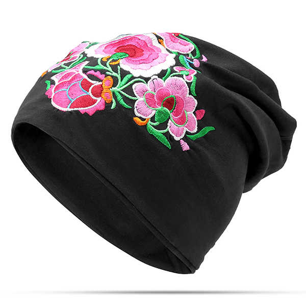 Women-Ethnic-Embroidery-Slouch-Skullcap-Thin-Cotton-Breathable-Beanie-Hat-Printting-Turban-Cap-1265394