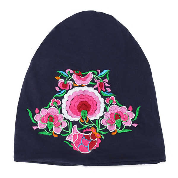 Women-Ethnic-Embroidery-Slouch-Skullcap-Thin-Cotton-Breathable-Beanie-Hat-Printting-Turban-Cap-1265394