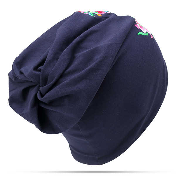 Women-Ethnic-Embroidery-Slouch-Skullcap-Thin-Cotton-Breathable-Beanie-Hat-Printting-Turban-Cap-1265394