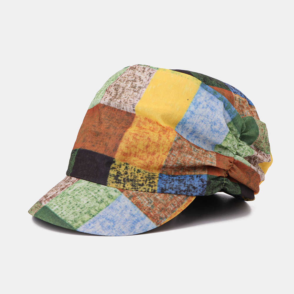 Women-Ethnic-Style-Cap-Printed-Beanie-Hat-Flat-Cap-1536857