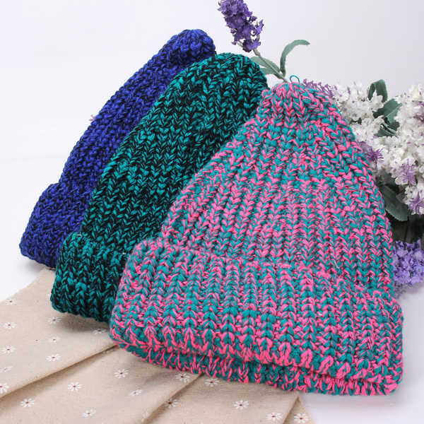 Women-Fashion-Contrast-Color-Warm-Knit-Hat-Wool-Cap-954007