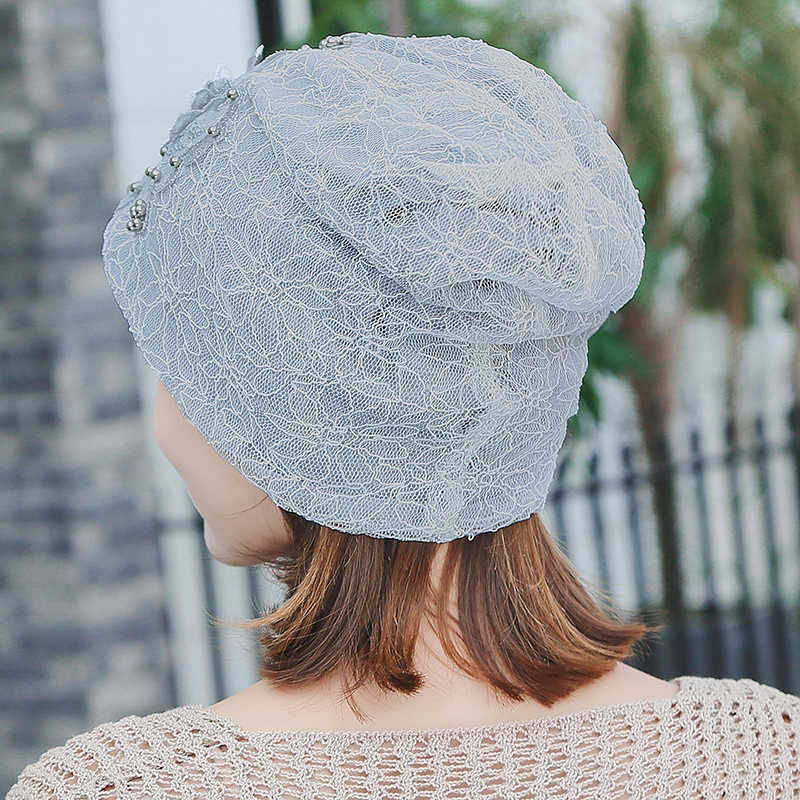 Women-Fashion-Lace-Double-Layers-Chemical-Beanie-Cap-Outdoor-Hollow-Out-Breathable-Turban-Hat-1330538