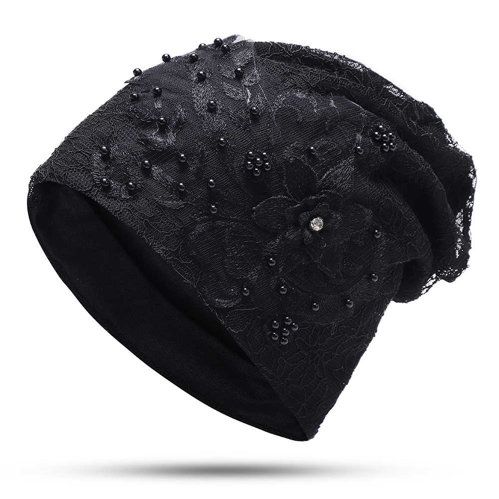 Women-Fashion-Lace-Double-Layers-Chemical-Beanie-Cap-Outdoor-Hollow-Out-Breathable-Turban-Hat-1330538