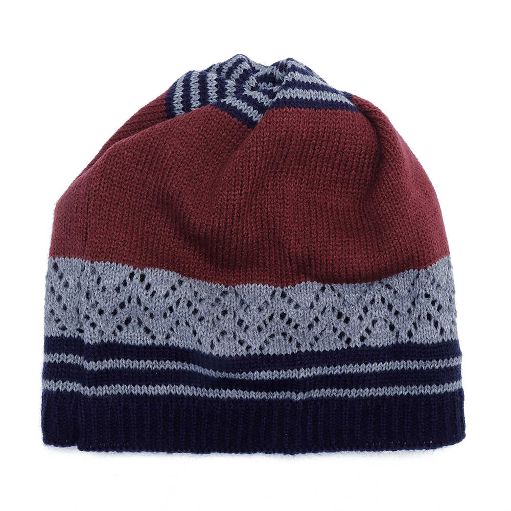 Women-Fashion-Stripes-Knit-Hat-Scarf-Dual-use-Warm-Knit-Beanie-1375351