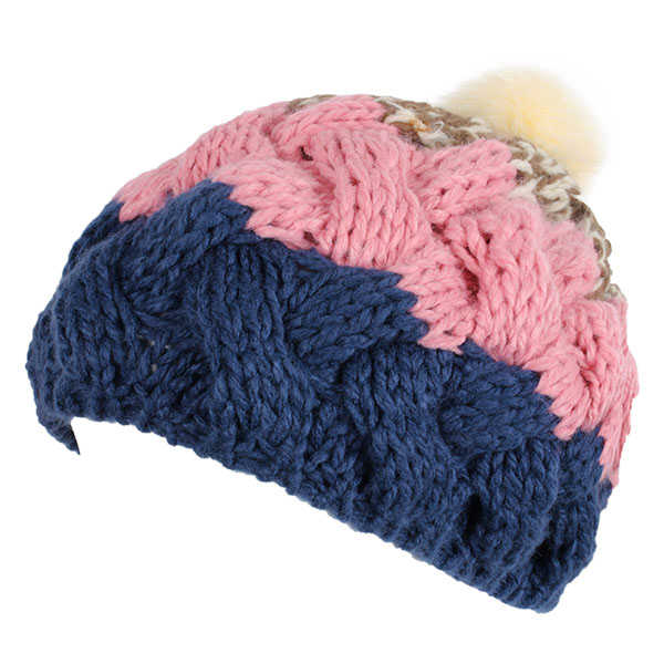 Women-Female-Knitted-Flat-Rabbit-Fur-Ball-Beanie-Hat-Adjustable-Elastic-Beret-Cap-1011523