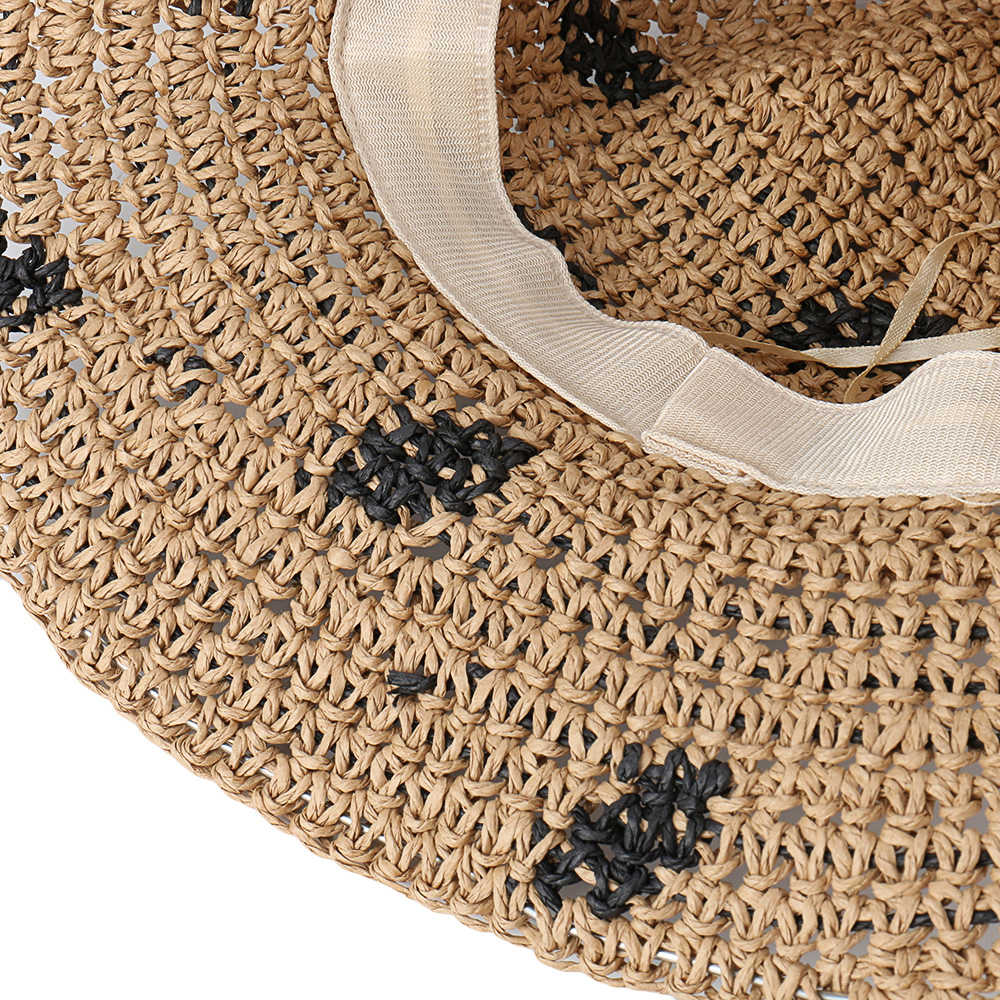 Women-Foldable-Sunscreen-Bucket-Straw-Hat-Outdoor-Casual-Travel-Beach-Sea-Floppy-Hat-1455321