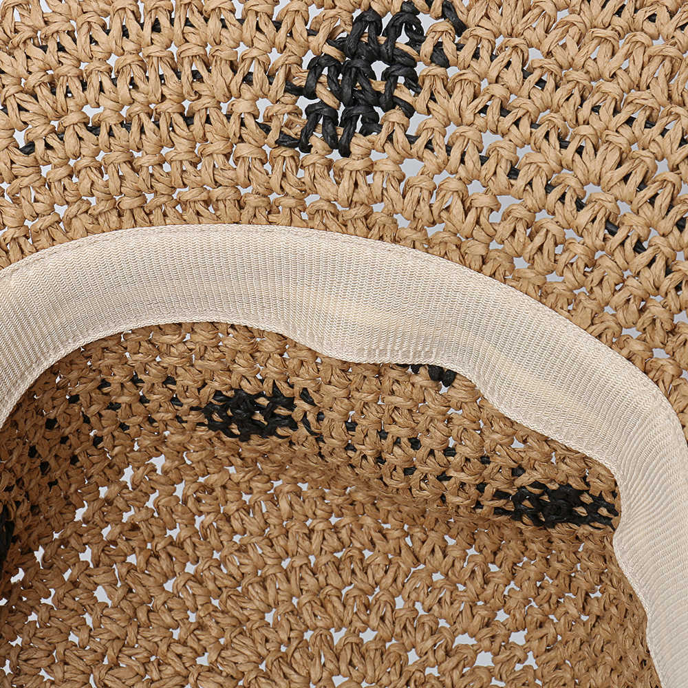 Women-Foldable-Sunscreen-Bucket-Straw-Hat-Outdoor-Casual-Travel-Beach-Sea-Floppy-Hat-1455321