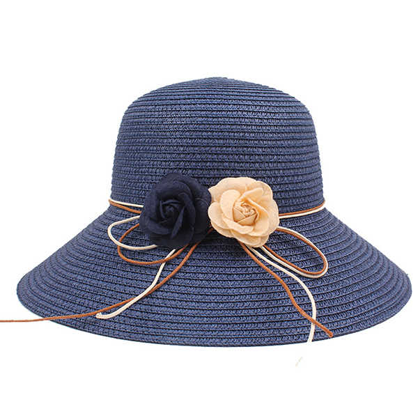 Women-Folding-Woven-Wide-Brimmed-Bucket-Hat-Outdoor-Bandage-Beach-Dress-Visor-With-Bowknot-1266954