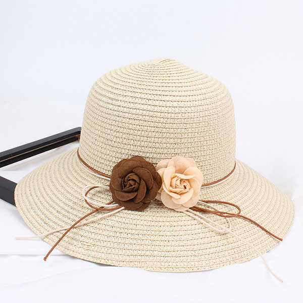 Women-Folding-Woven-Wide-Brimmed-Bucket-Hat-Outdoor-Bandage-Beach-Dress-Visor-With-Bowknot-1266954