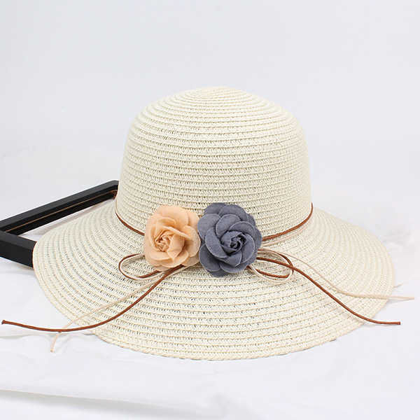 Women-Folding-Woven-Wide-Brimmed-Bucket-Hat-Outdoor-Bandage-Beach-Dress-Visor-With-Bowknot-1266954