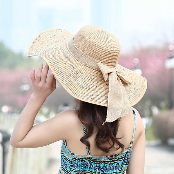 Women-Folding-Woven-Wide-Brimmed-Bucket-Hat-Outdoor-Beach-Dress-Visor-with-Bowknot-1272766