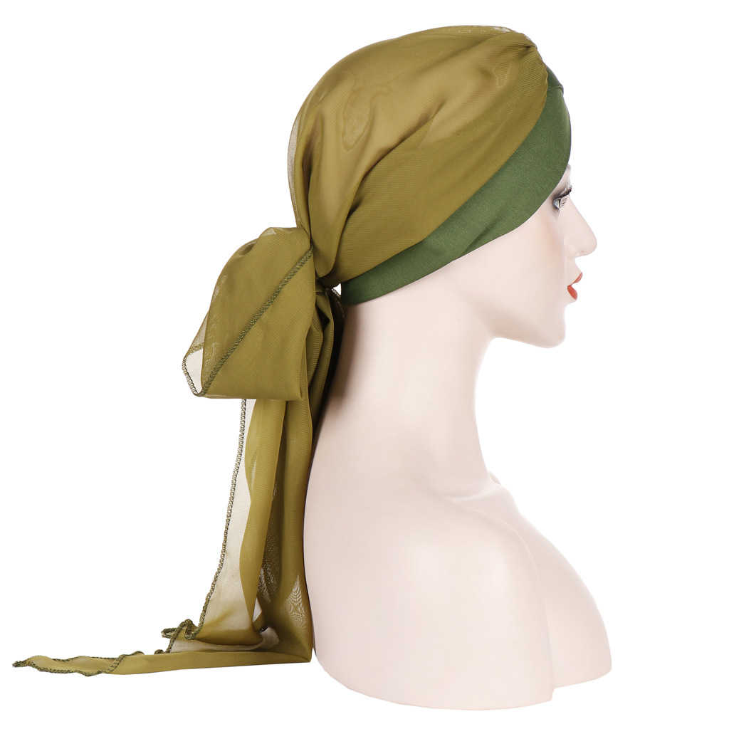 Women-Forehead-Cross-Beanie-Hat-Solid-Color-Fashion-Chiffon-With-Long-Tail-1539190