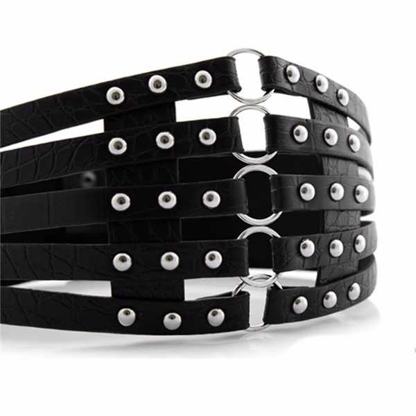 Women-Girl-Pu-Leather-Rivet-Wide-Round-Button-Belt-Elastic-Dress-Accessories-1064960