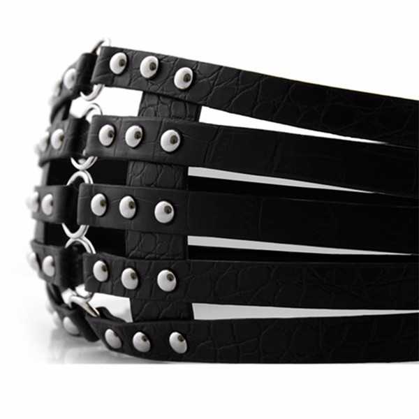 Women-Girl-Pu-Leather-Rivet-Wide-Round-Button-Belt-Elastic-Dress-Accessories-1064960